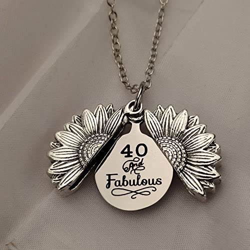 40th Birthday Gifts Sunflower Necklaces for Women 40 and Fabulous Pendant Neckelace for 40 Year Old Woman Birthday Gift for Sister Mom Wife 40 Yrs Old Birthday Gifts