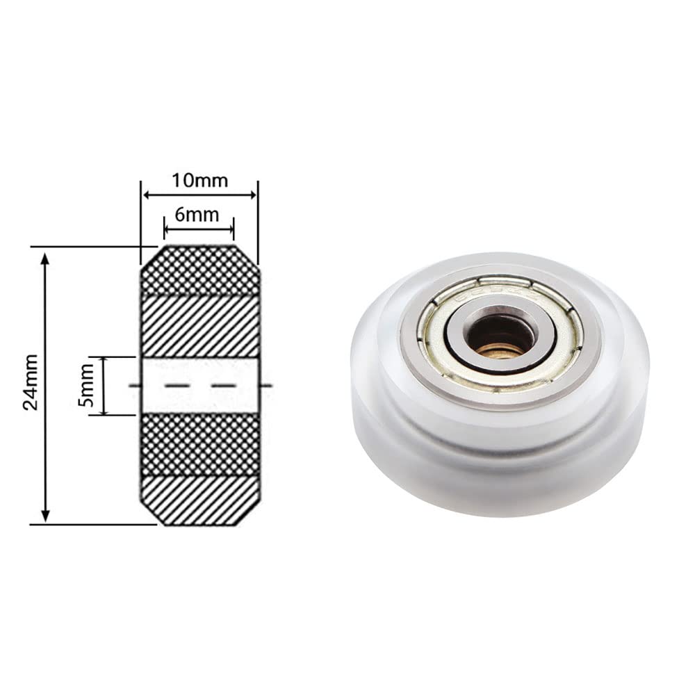 53 PCS 3D Printer Wheel Polycarbonate Pulley (13 PCS Polycarbonate Wheels, 10 PCS Hexagnal eccentric spacer 6mm, 20 PCS Round Column 6mm, 10pcs Screws for 3D Printer Roller Replacement