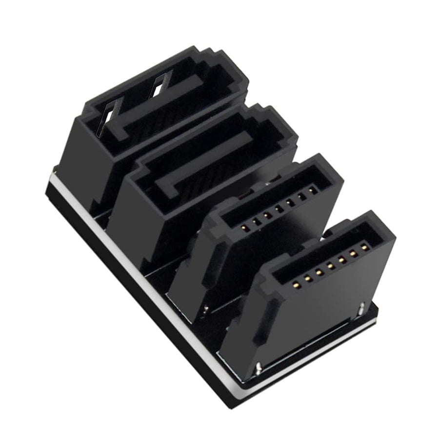 NFHK Dual SATA 7Pin Female to 7Pin Male 360 Degree Angl