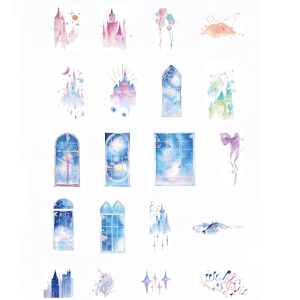 Kawaii Washi Sticker Set Gypsy Style Colorful Feather Dreamcatcher DIY Stickers for Water Bottles Laptops Scrapbook Journals Phones Laptops Arts Crafts Gift Wrapping Diary Letter