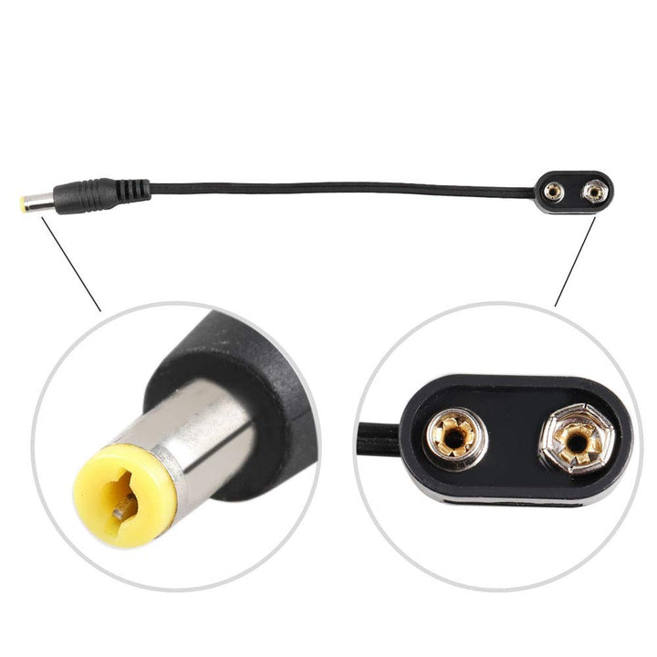 9V Battery Clip Converter Power Cable Snap Connector 2.1mm 5.5mm Plug for Guitar Effect Pedal (Straight Angle, 8 Cable)
