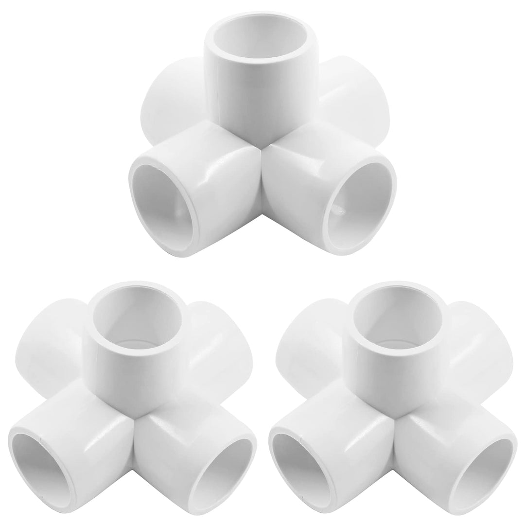 Zorveiio 3/4 Inch 5 Way PVC Fittings PVC Pipe Fittings, PVC Elbow SCH 40 PVC Fittings PVC Pipe Connectors for Furniture Building PVC Structures - White, 10 Packs