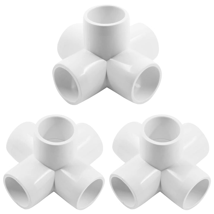 Zorveiio 3/4 Inch 5 Way PVC Fittings PVC Pipe Fittings, PVC Elbow SCH 40 PVC Fittings PVC Pipe Connectors for Furniture Building PVC Structures - White, 10 Packs