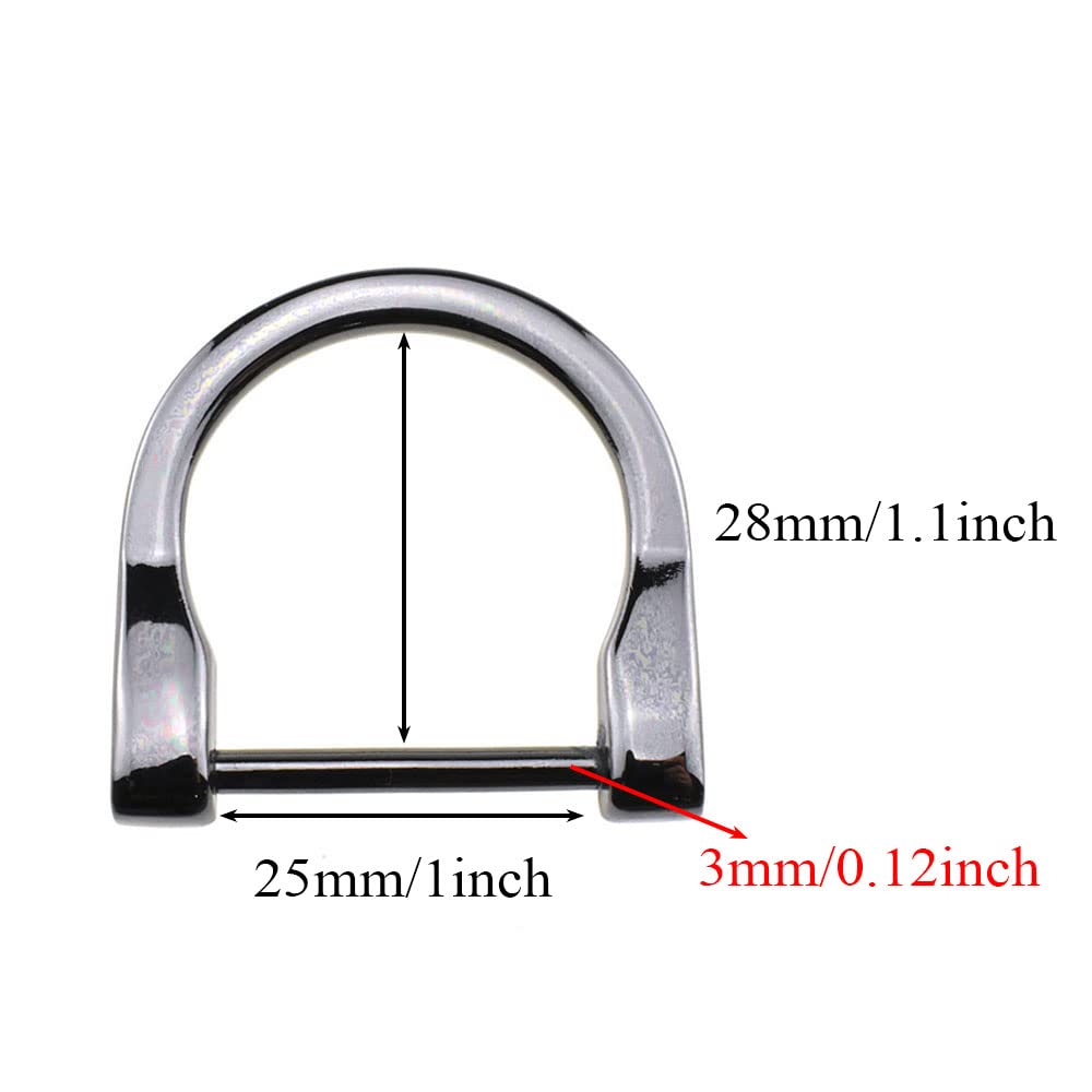 1 inch Width Horseshoe D-Rings Speedy Connect Polished Finish Lock Firmly Quality Metal U Shape Screw in Shackle Semicircle Accessories Gun Black 4 PCS for Crafts Leather Purse Strap Keychain