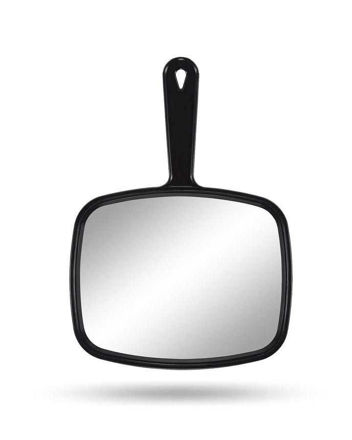 Hand Mirror Salon Barber Hairdressing Handheld Mirror with Handle(Square Black 7.4 x 10.3 inches)