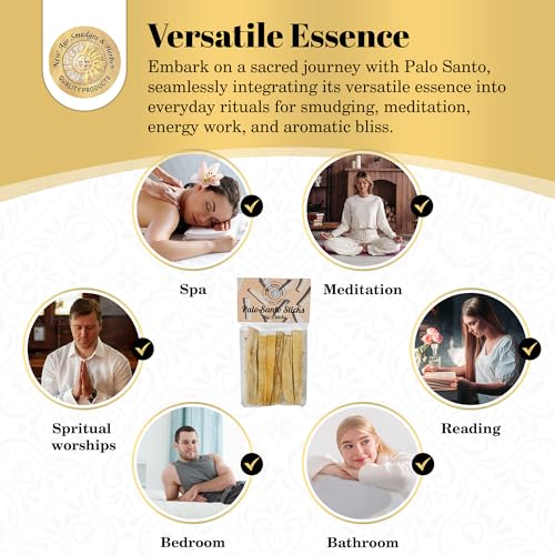 Sacred Palo Santo Wood Incense Sticks - New Age Smudges &amp; Herbs | Harness &#39;Holy Wood&#39; for Cleansing, Meditation &amp; Energy | Ethically Sourced, Aromatic | 6 Premium Sticks for Spiritual Enrichment