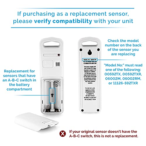 AcuRite Wireless Indoor Outdoor Temperature and Humidity Sensor (06002M) , white