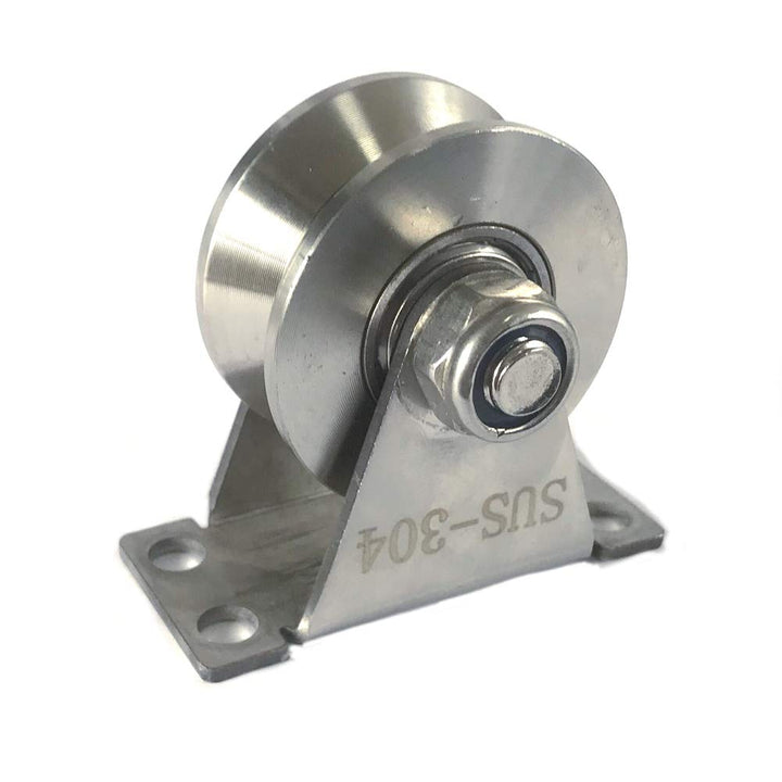 Stainless Steel 2 Sliding Gate V Groove Roller Bearings Pulley Wheels for Track Rail Sliding Sate Gym Pulley System with Bracket, Capacity 660 lb