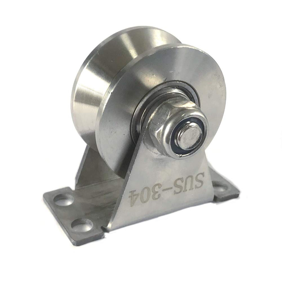 Stainless Steel 2 Sliding Gate V Groove Roller Bearings Pulley Wheels for Track Rail Sliding Sate Gym Pulley System with Bracket, Capacity 660 lb