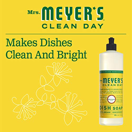 MRS. MEYER&#39;S CLEAN DAY Liquid Dish Soap, Biodegradable Formula, Honeysuckle, 16 fl. oz - Pack of 3