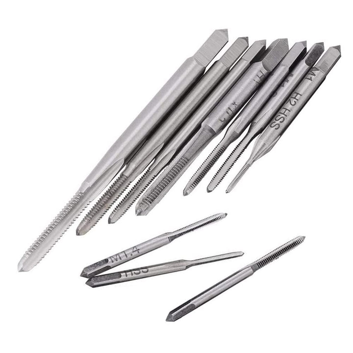 Eyech 10pc Micro Taps Bits Metric Tap Set Mini Machine Screw Drill Tap Set Micro Machine Tap Set Straight Flute M1 to M3.5 Thread Screw Tap Tool for Clocks and Watches Tapping