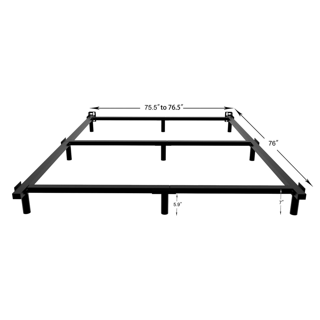 King Bed Frame, Heavy Duty Metal King Size Bed Frame for Boxspring and Mattress, Easy Assembly 9-Leg Support Mattress Base, Noise Free 7-Inch Low Bed Frame, Black