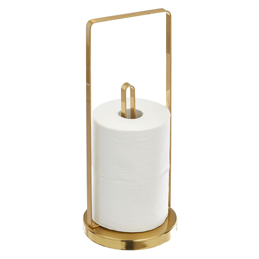 mDesign Modern Metal Free-Standing Toilet Paper Holder 