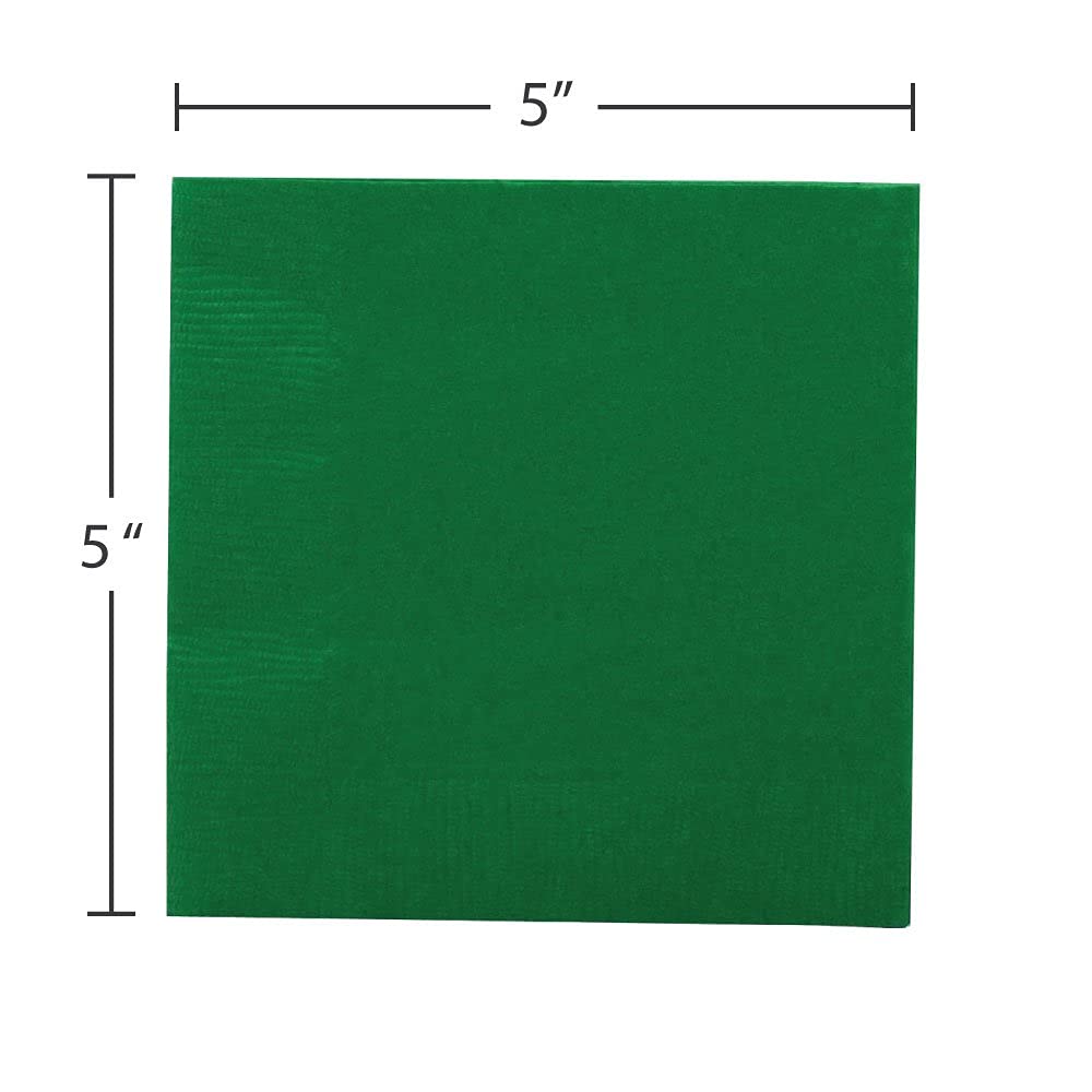 JAM PAPER Small Beverage Napkins - 5 x 5 - Green - 50/P
