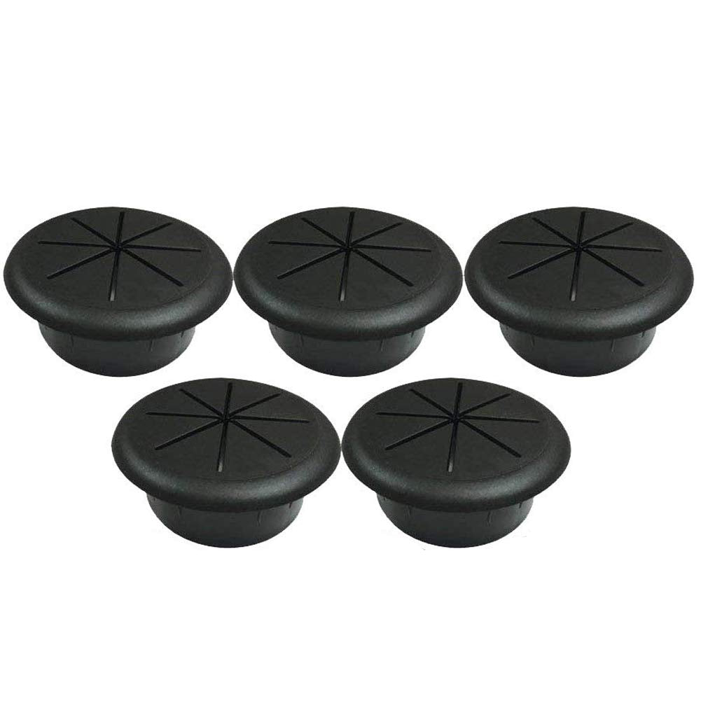Desk Grommet 2 inch Black, Flexible Cable Grommet, 2 inch Grommet 5 Pack, Desk Hole Cover for Cables