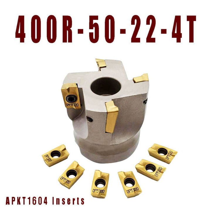 Face milling Holder 50mm/1.96 50-22-4T CNC Face Mill End Milling Shell Cutter with APMT1604PDER -DP Shank Face Mill Arbor BAP400R 50-22-4T (BAP400R 50-22-4T+APMT1604PDER Yellow)