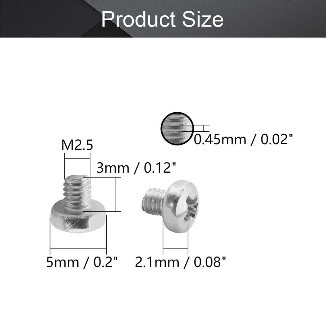 MroMax 60Pcs M2.5 x 3mm Pan Head Phillips Machine Screw
