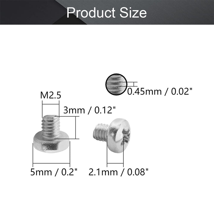 MroMax 60Pcs M2.5 x 3mm Pan Head Phillips Machine Screw