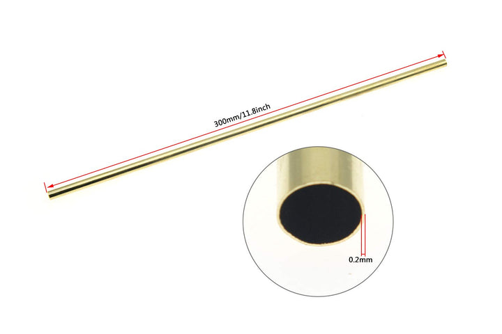 Round Brass Telescopic Tube, 1mm 2mm 3mm 4mm 5mm 6mm 7mm 8mm 9mm 10mm OD x 0.2mm Wall Thickness 300mm Length Seamless Straight Pipe Tubing, Pack of 10 Pcs