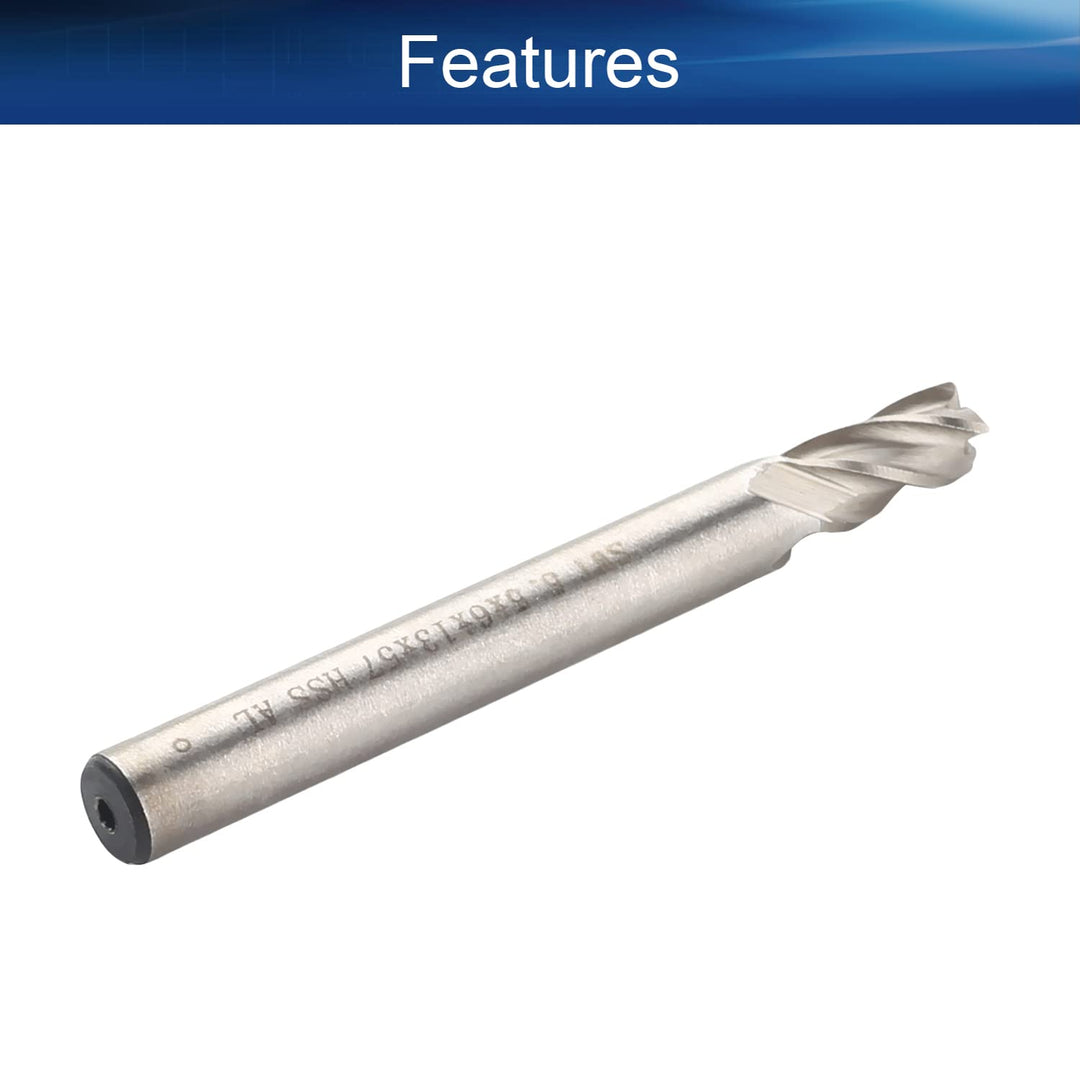 5.5mm 4 Flutes Straight Shank End Mill Cutter, HSS-AL Spiral Bits Cut Assembled On Milling Machines, Round Shank Milling Cutting Tool for Stainless Steel Alloy Copper Metal 1Pcs
