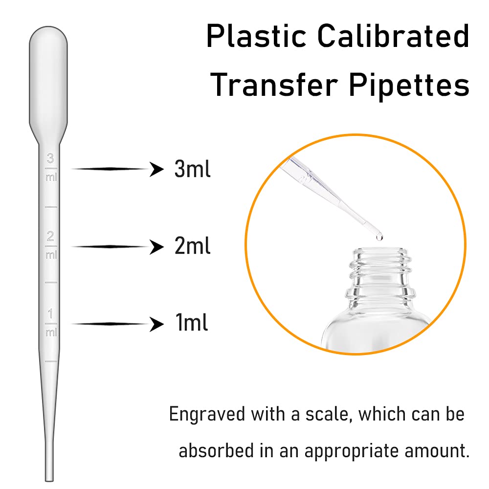 Glass Bottle with Dropper, 4 oz Clear Golden Cap Eye Dropper Bottle for Essential Oils with Labels and Funnel, 2 Pcs Empty Tincture Bottles with Unbreakable Plastic Eye Dropper with Measurements