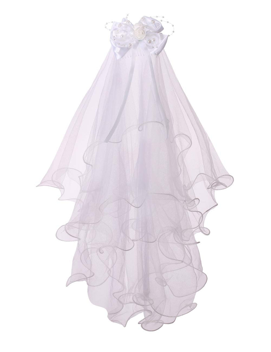 Colorful House Flower Girls White First Communion Veil 