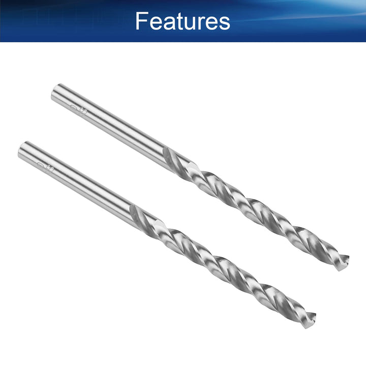 5pcs Twist Drill Bit, 5mm HSS-6542 Straight Shank Drill Bit- 135° Tip, for Metal, Steel, Wood, Plastic, Copper, Aluminum Alloy, Stainless Steel Silver