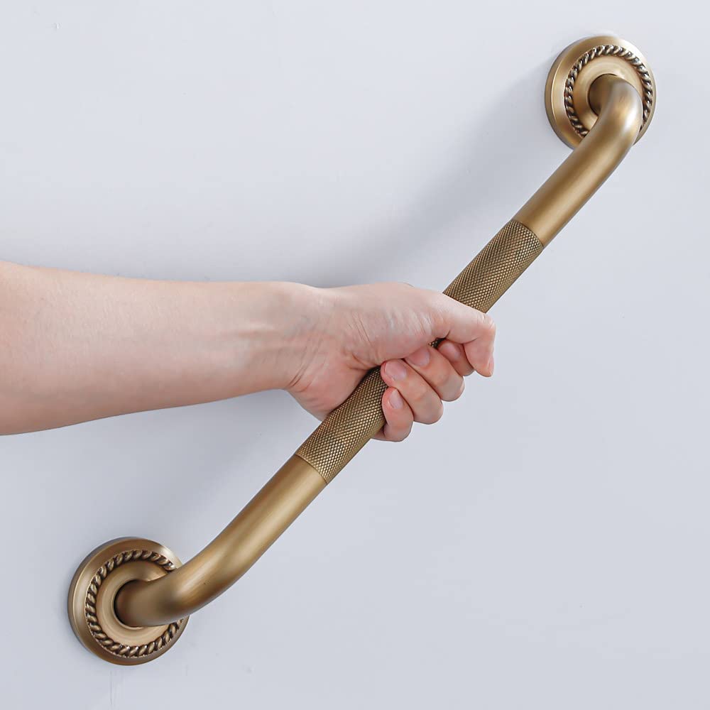 Heavey Duty Grab Bar, 16-Inch Sturdy Hand Rail, Stylish Bathroom Armrest, Antique Brass Finish, Good for Senior, Kids, Elderly