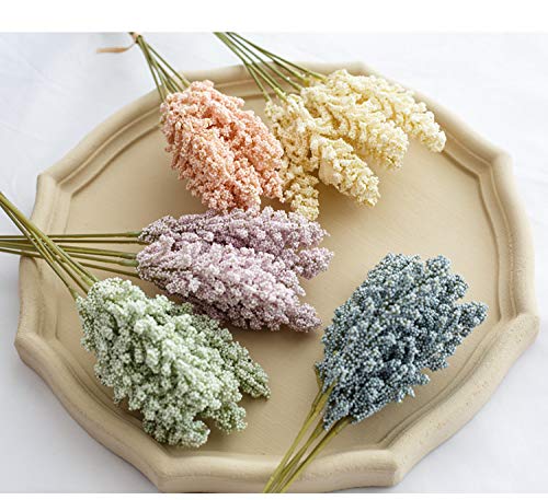 6 Sticks of Artificial Valley Flowers Exquisite Lavender Small Fresh Wall Decoration Bouquet vase Handmade DIY (Purple)