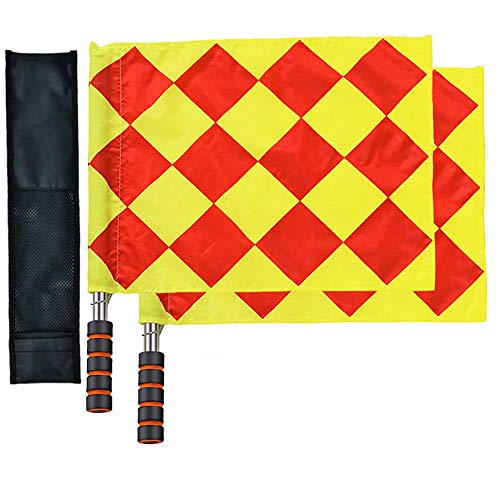 Football Soccer Linesman Referee Flags,Metal Pole Foam Handle with Carrying Tote (Soccer Referee Flags)