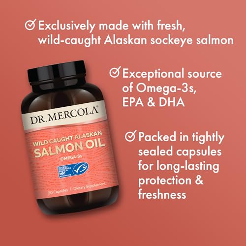Wild Caught Alaskan Salmon Oil, 30 Servings (90 Capsules), Omega-3s, Dietary Supplement, Supports Healthy Brain &amp; Cognitive Function, Non-GMO, MSC Certified