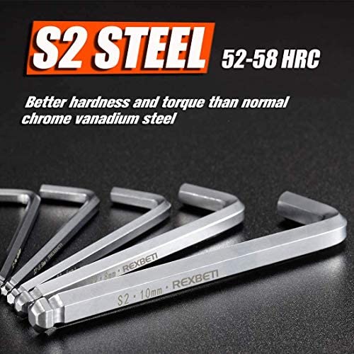 REXBETI Hex Key Allen Wrench Set, SAE Metric Long Arm B
