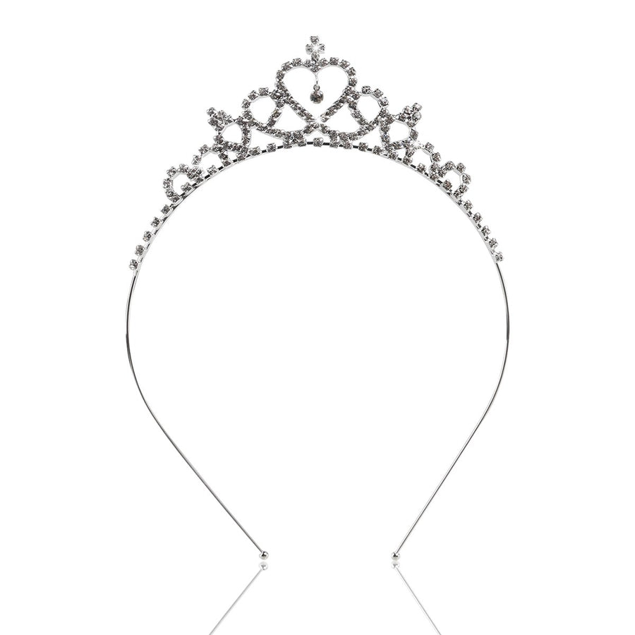 Tinsky Delicate Wedding Party Children Flower Girl Crystal Rhinestones Heart Shaped Crown Headband Tiara (Silver)
