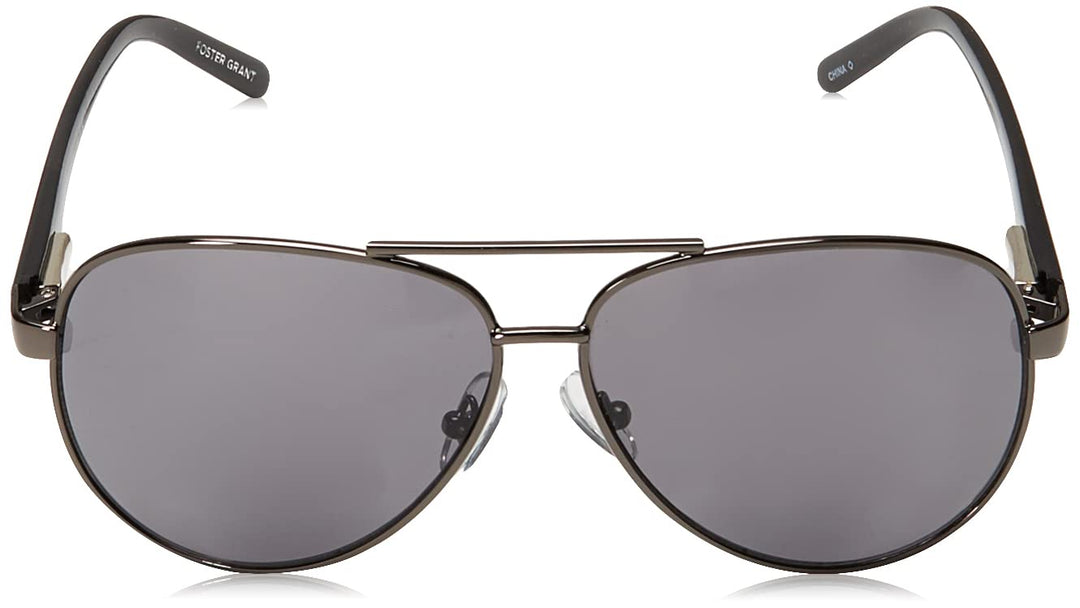 Foster Grant Men's Command Aviator Reading Glasses, Gunmetal/Transparent, 61 mm, +2.00