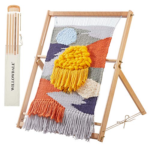 25.2 H x 19.3 W Weaving Loom with Stand Wooden Multi-Craft Weaving Loom for Adults, Métier à Tisser, Extra-Large Frame, Metier A Tisser Pour Adulte, Weaving Frame Loom for Beginner