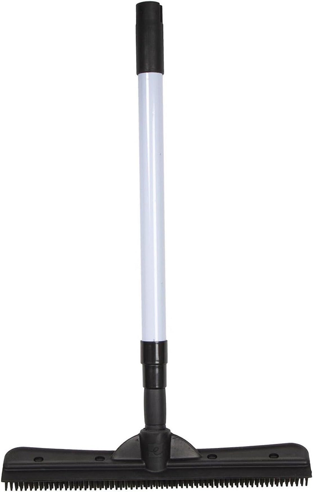 Compact Pet Hair Remover Rubber Broom with Carpet Rake and Squeegee, Gray and Black