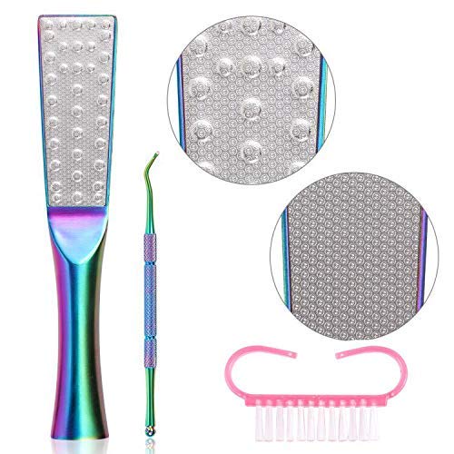 Colorful Care Pedicure Tools Set - Foot Dead Skin Remover Pedicure Cuticle Pusher Kit - Stainless Steel Foot Rasp and Pinching Cuticle Pusher for Men Women