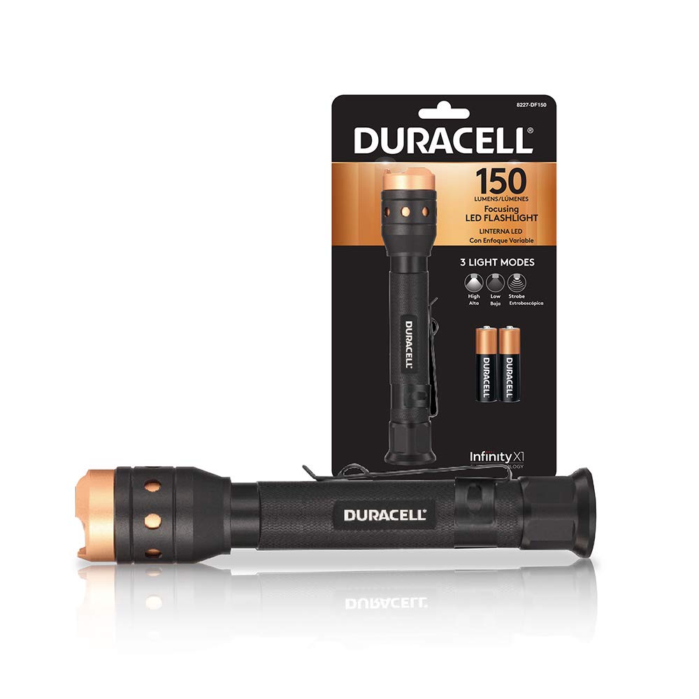 Duracell 550 Lumen Aluminum Focusing Flashlight for Everyday Use - Ultra-Light and Easy to Carry Design with 3 Modes and 3-AAA Batteries Included. Great for in-Door &amp; Out-Door Use
