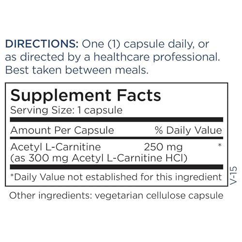 Acetyl L-Carnitine - Pure 250mg Amino Acid Supplement for Antioxidant, Cognitive, Memory + Mood Support - Helps Nourish Nerve Health in The Brain (60 Capsules)
