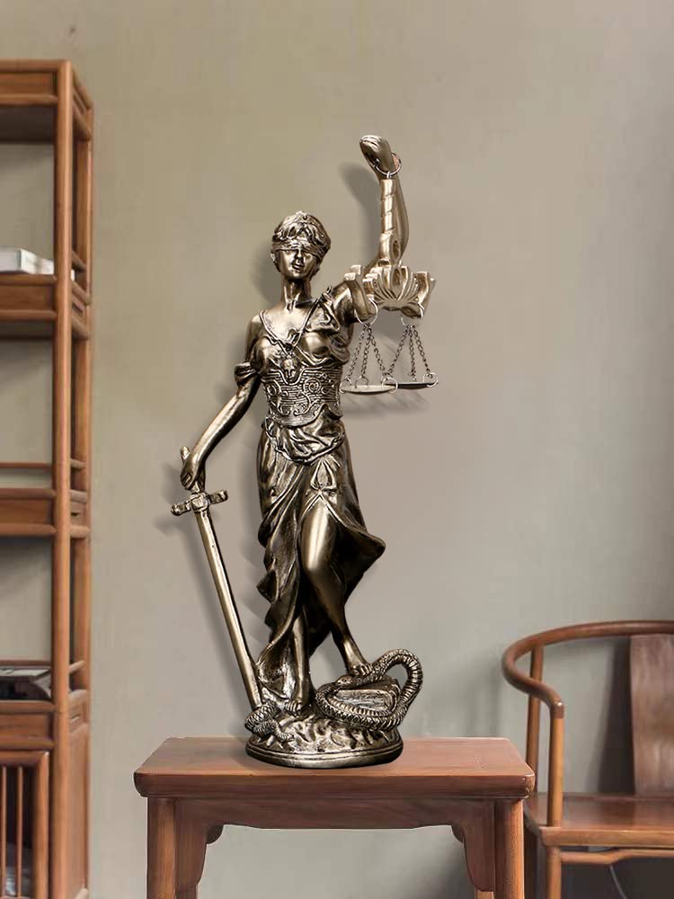 12 in Lady of Justice Statue Lady Justice Law Statue Blind Goddess of Justice Sculpture Scales of Justice Statue Greek Roman Angel Justice Blind Statues for Decor Office Bookshelf Desk