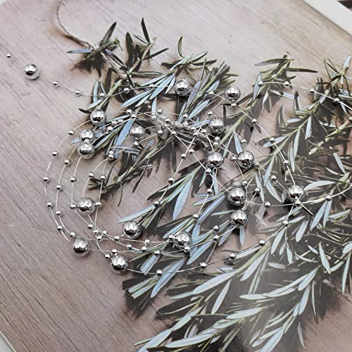 99 Feet Silver Christmas Tree Beads Artificial Pearls Beads Garland Chain Plastic Bead Roll for DIY Christmas Wedding Decoration