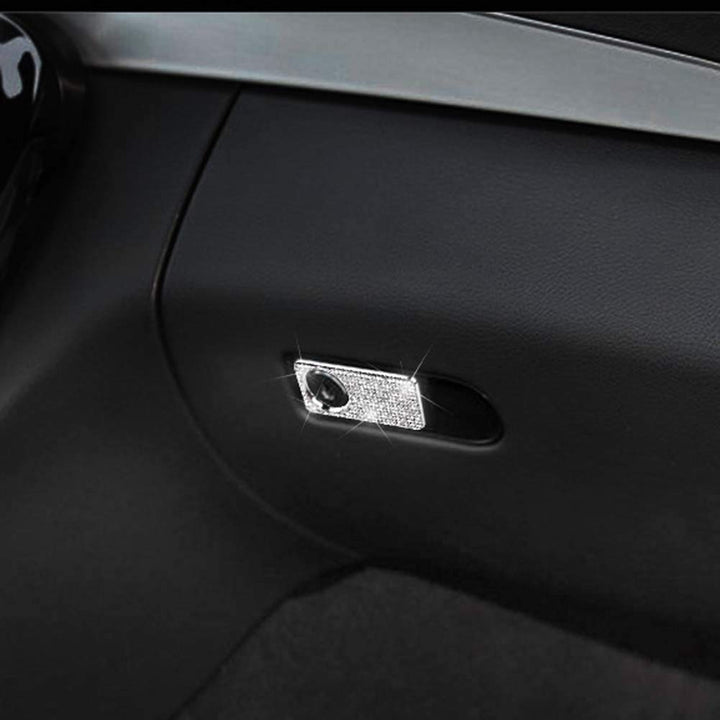 Pursuestar Bling Bling Car Interior Trim Accessorie Crystal Decals Car Copilot Storage Glove Box Switch Handle Cover fit for Mercedes-Benz C E Class GLC GLE CLS