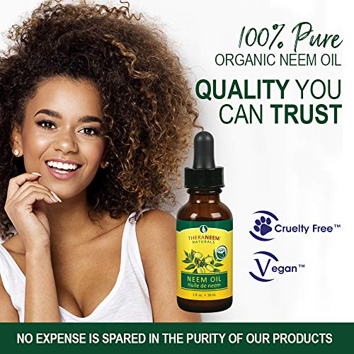 TheraNeem Naturals Neem Oil | for Healthy Skin, Hair, Nails &amp; More | Certified Organic, 100% Pure Unrefined, Cold Pressed Neem Seed Oil | 1 fl. oz
