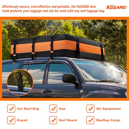 Cargo Tie Down Door Hook Straps, Two Loops Roof Rack Straps Kits Universal for Car Roof Bag, 6 Straps Compatible with Most Car Top Luggage, Waterproof, More Solid, Registered Patent