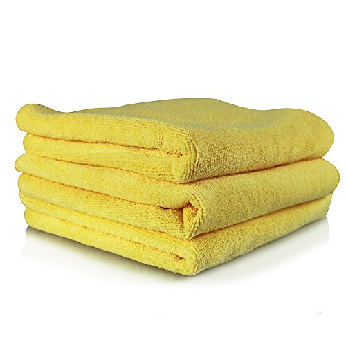 MIC10303 Microfiber Towel, Great for Cars, Trucks, SUVs, RVs, Home, Pets, &amp; More (Yellow 16 x 16 ) 3 Pack