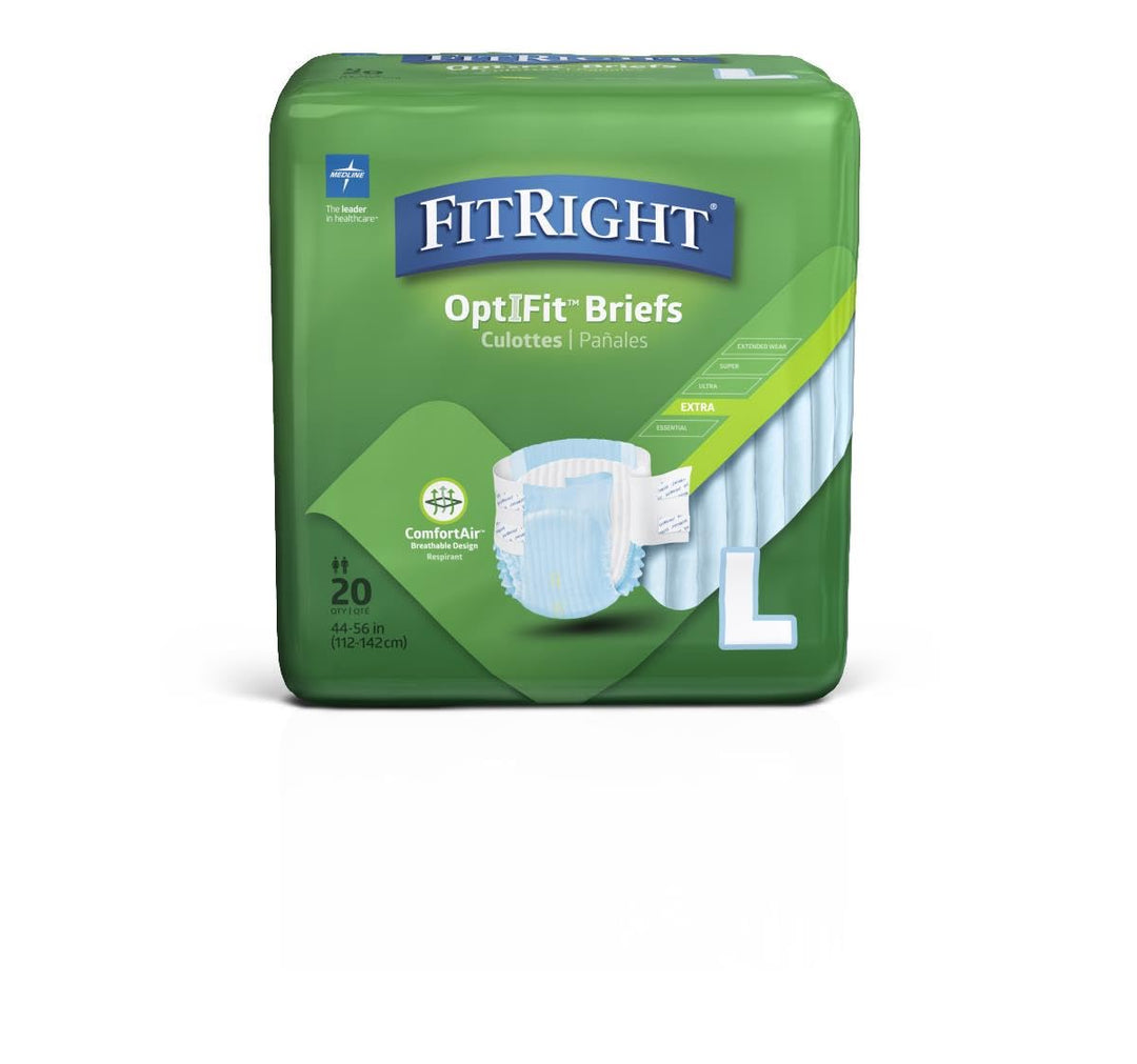 FitRight Extra Adult Briefs with Tabs, Moderate Absorbency, Large, 48-58, 4 packs of 20 (80 total)