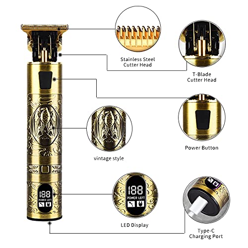 Professional Hair Trimmer for Men, Cordless Rechargeable Edgers Hair Clippers for Men, Zero Gapped Beard Trimmers Haircut & Grooming Kit, Waterproof Electric Shaver Hair Cutting for Men