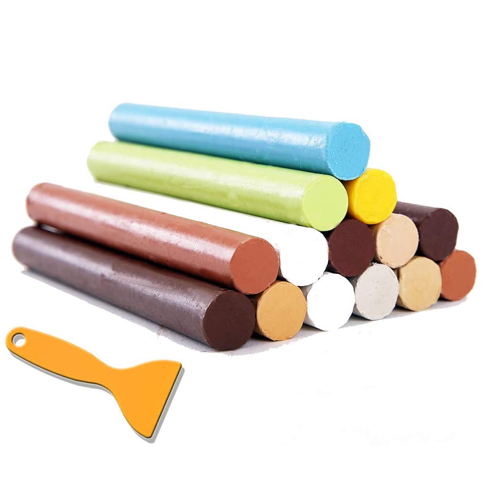 Wood Filler Sticks Furniture Wax Crayons, 14 Colors+1 S