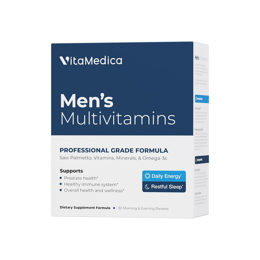 Men’s Multivitamin with Prostate Health Support | Vitamins, Minerals, Omega3s and Saw Palmetto | Box of 30 Easy Daily Packs | Supports Natural Energy and Sleep | Muscle, Joint Health