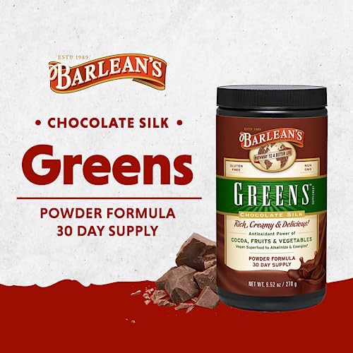 Chocolate Greens Powder, Daily Fruits and Veggies Superfood Supplement, Green Antioxidant Blend and Fiber Super Power Smoothie Mix, 9.52 oz